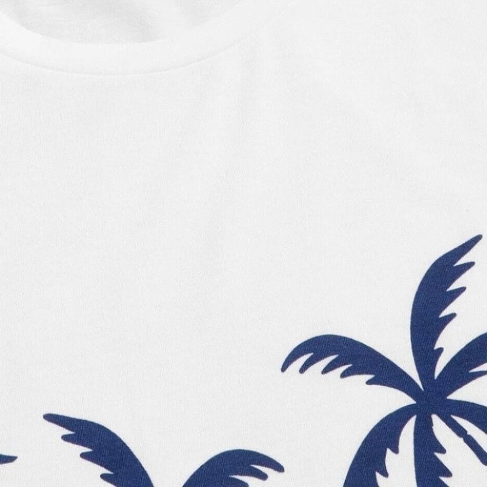 White Vacation Style Men's Palm Tree Graphic Tee - Picture 5 of 5